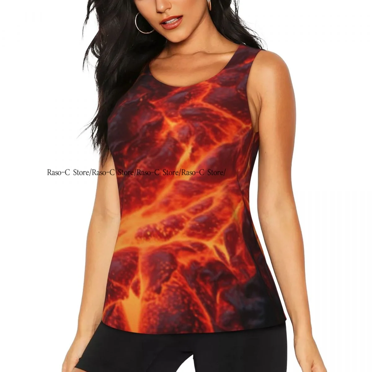 Women Fitness Sexy Yoga Vest Lava Magma Fusion Background Gym Sports Top Tank Female