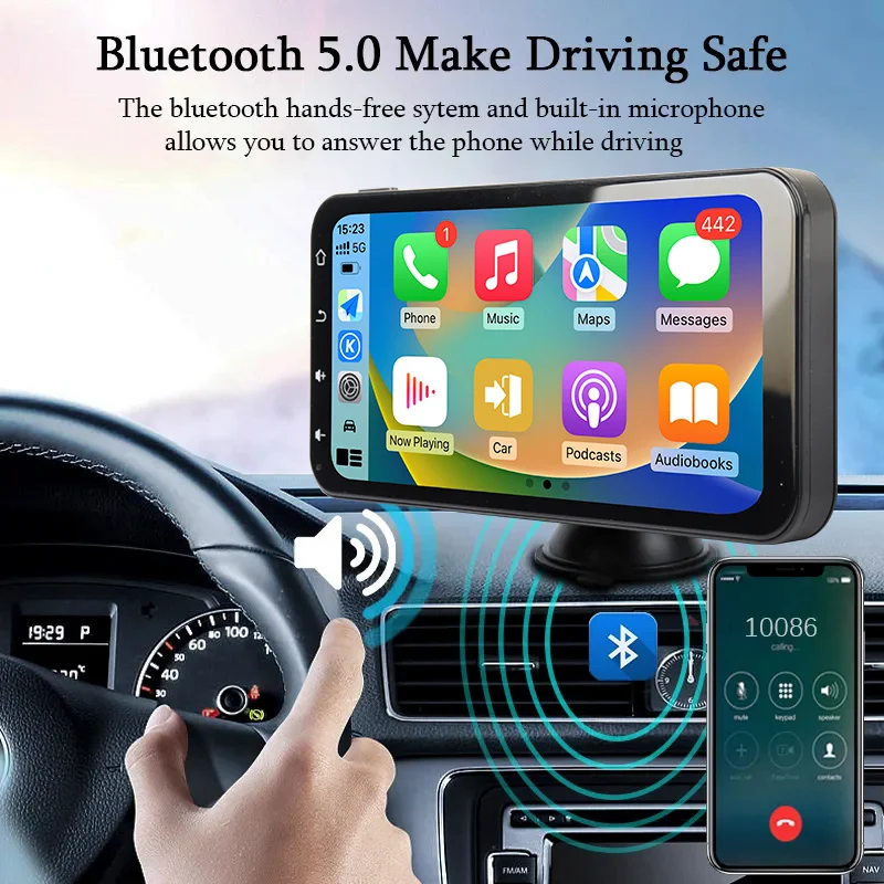 JIUYIN 6.25 Inch Touch Screen Universal Car Radio Multimedia Navigation Wireless CarPlay Android Auto Bluetooth Music Player