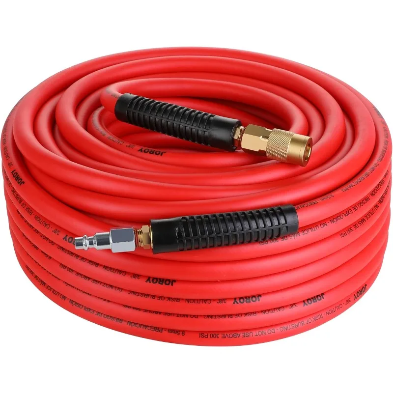 3/8-Inch by 100 Feet Air compressor Hose,Heavy Duty, Lightweight, Kink Resistant, All-Weather Flexibility with 1/4-Inch Brass