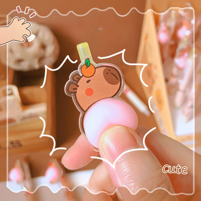 2/4/6Pcs Capibala Cartoon Creative Decompress Press Neutral Pen 0.5 Black quick dry