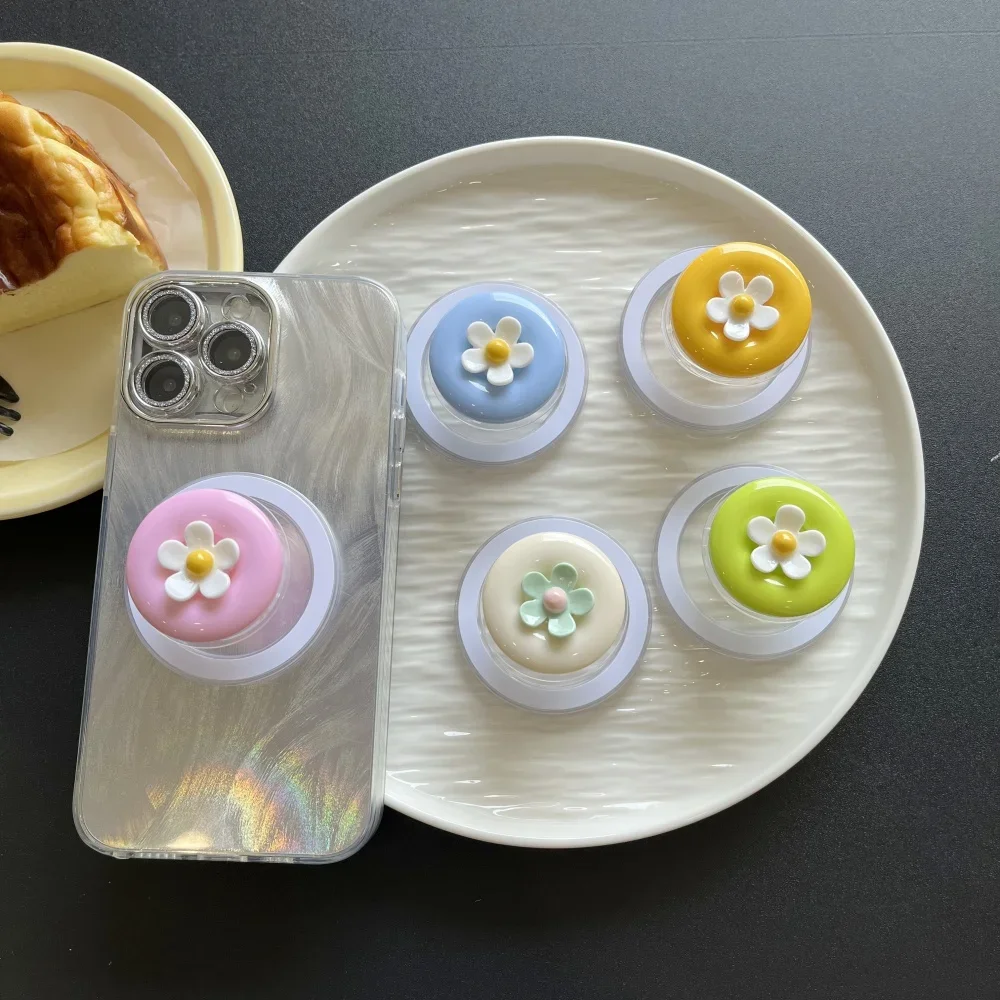 

Магнитный держатель для телефона с милым цветком розового цвета круглой формы, подходит для настольного противоскользящего модного держателя для мобильных телефонов