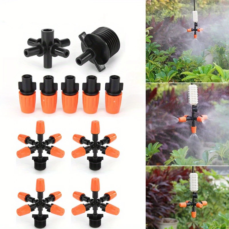 4pcs Five-Head Atomized Nozzle 4-Point-Nozzle Garden Irrigation Flower Watering Greenhouse Agricultural Dust Removal