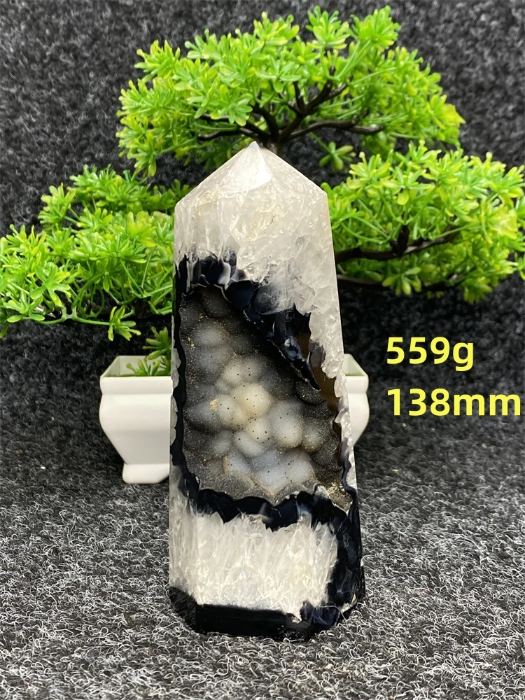 Natural Gemstone Black Onyx Group Geode Crystal Tower Reiki Healing Obelisk Feng Shui Home Decor Holiday Party Gift Witchcraft