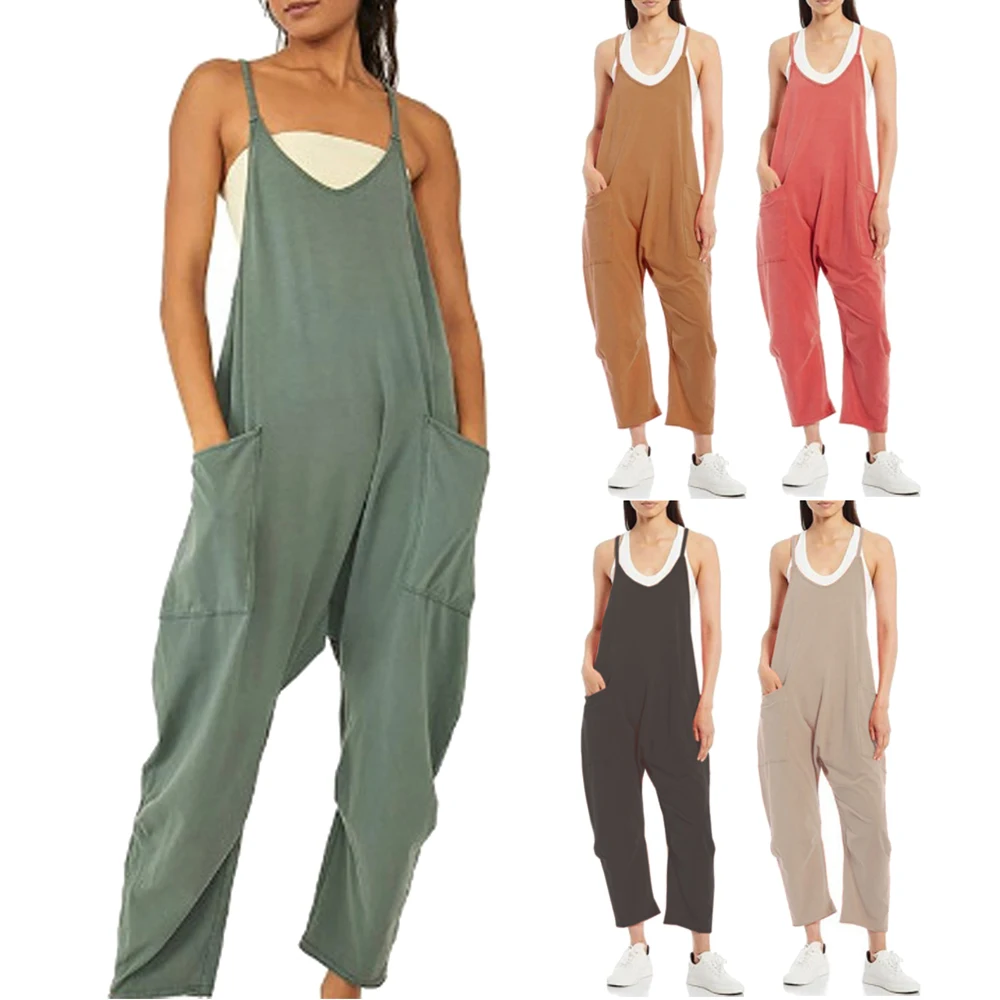 

Loose Women's Rer Pants Spring Summer Autumn Trendy Casual Pure Color plus Size Overalls Comfortable Long Trousers