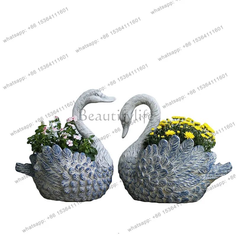 Swan flower pot creative garden simulation animal ornament home decoration balcony layout courtyard landscaping