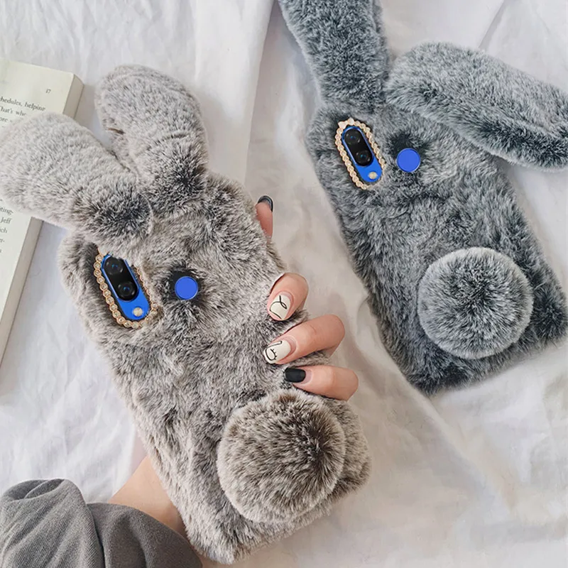 Fluffy Rabbit Silicone cover For Xiaomi Mi 9 A2 lite Xiaomi POCO X3 NFC Mi 9T 10 Pro 9A Redmi 8 T 8A 7A 9S Note 9 5 6 7 Case