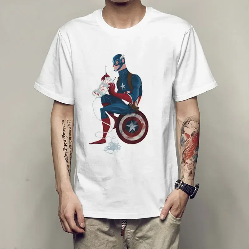 2024 Marvel Captain America  Family Kids T-shirt Boy man Parenting  Fashion Style Fashion Short Sleeve T-shirt Men and Women