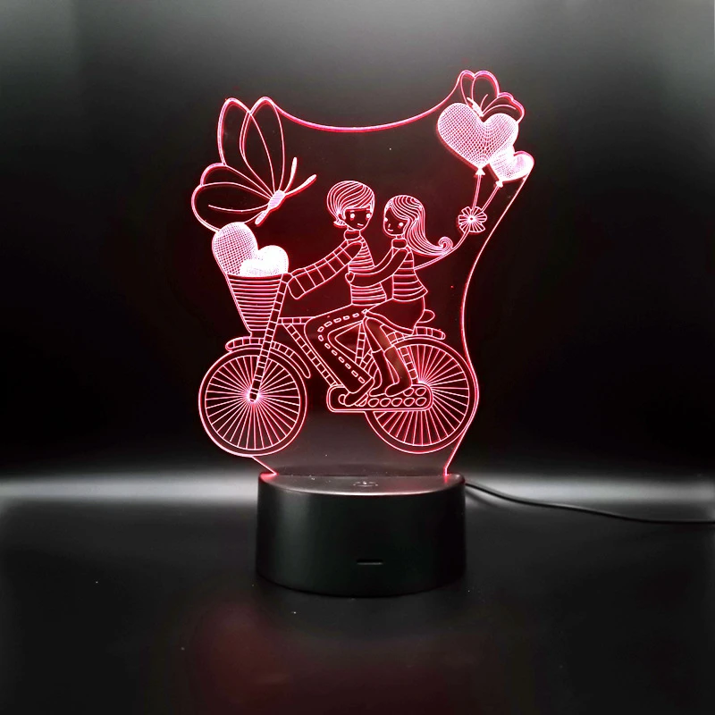 3d Illusion Lamp Acrylic USB LED Night Lights for Bedroom Bedside Lamp Valentine Day Gift Nightlight for Girls Room Desk Decor