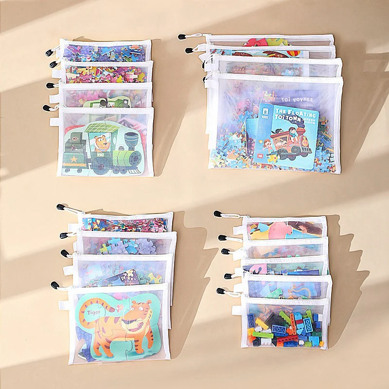 A4/A5/A6 Mesh Zipper Pouch Pencil Case Student Exam Series Hand Account Net Yarn Transparent Stationery Supplies Storage Bags