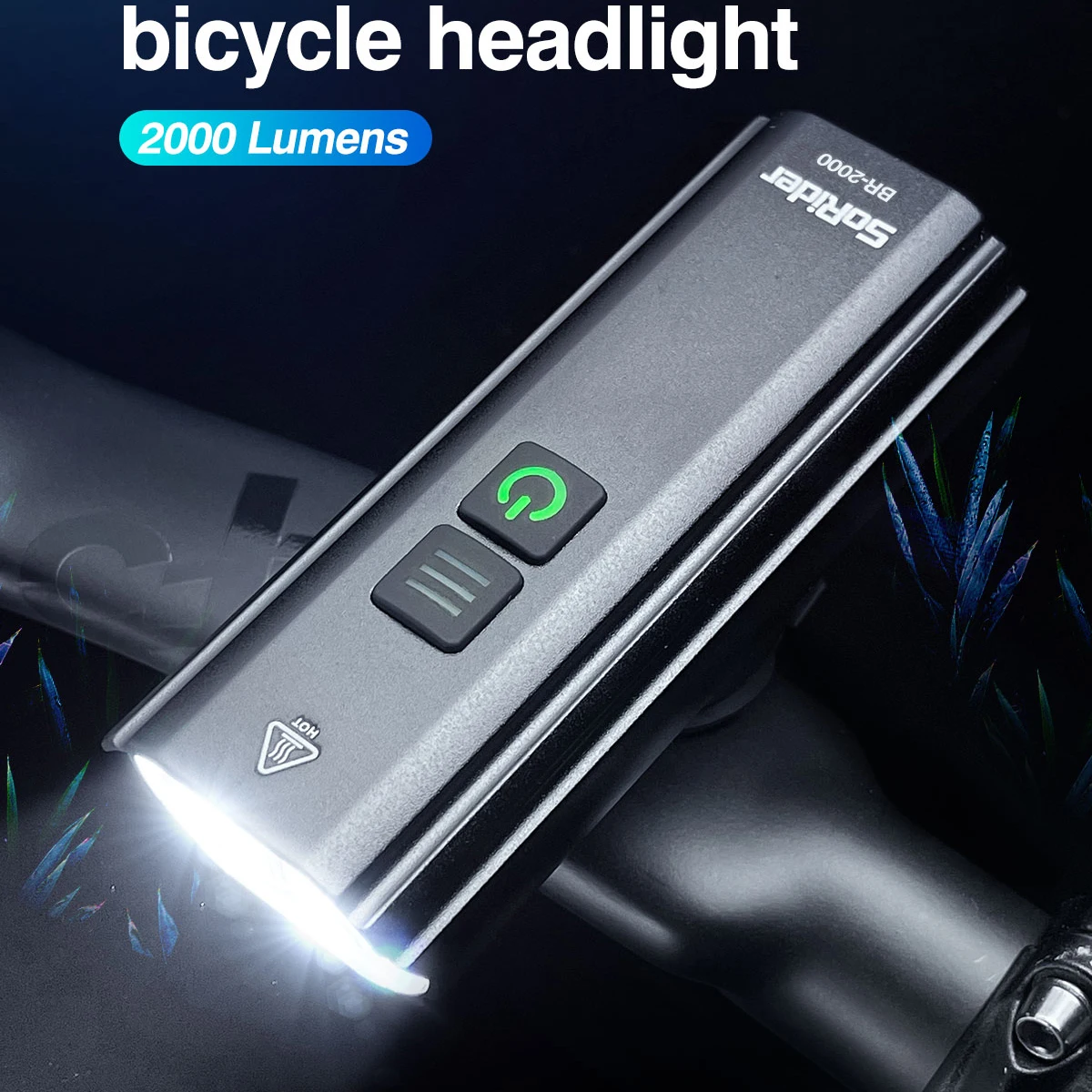 SoRider Bicycle Headlight 2000Lumens Waterproof Power Bank Flashlight USB Rechargeable MTB Road Bike Cycling Safety Front Lamp