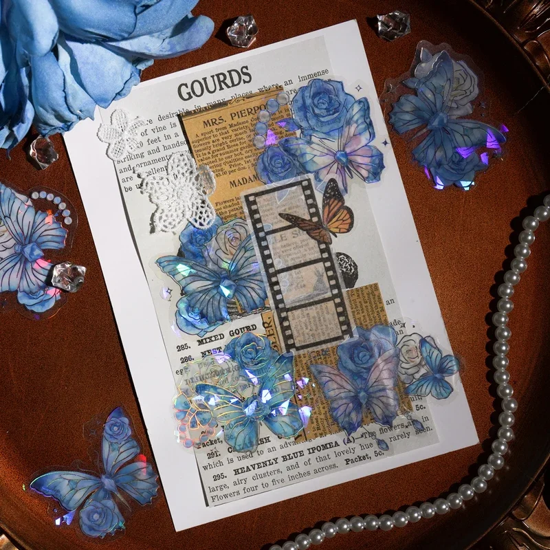 20pcs/pack Butterfly Sticker Gold Foil DIY Scrapbooking Collage Junk Journal Planner Decorative Stationery PET Stickers Material