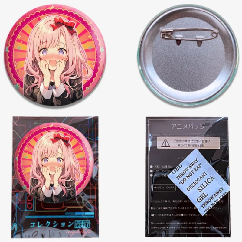 Shinomiya Kaguya Shirogane Miyuk Fujiwara Chika 58mm Cartoon Lovely Brooches Anime Figure Badge Creative Accessory Lapel Pins