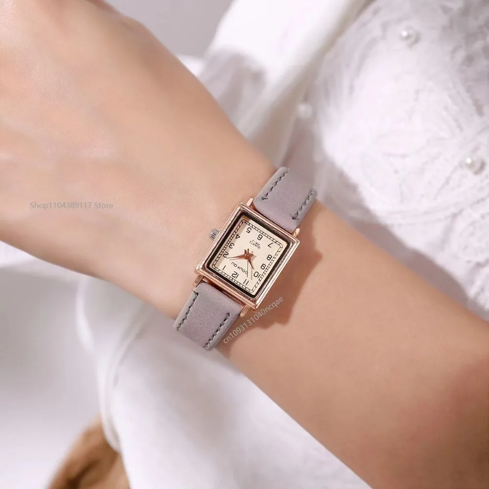 Модные женские часы, роскошные металлические квадратные женские кварцевые наручные часы, прямоугольные кожаные женские часы Relogio Feminino
