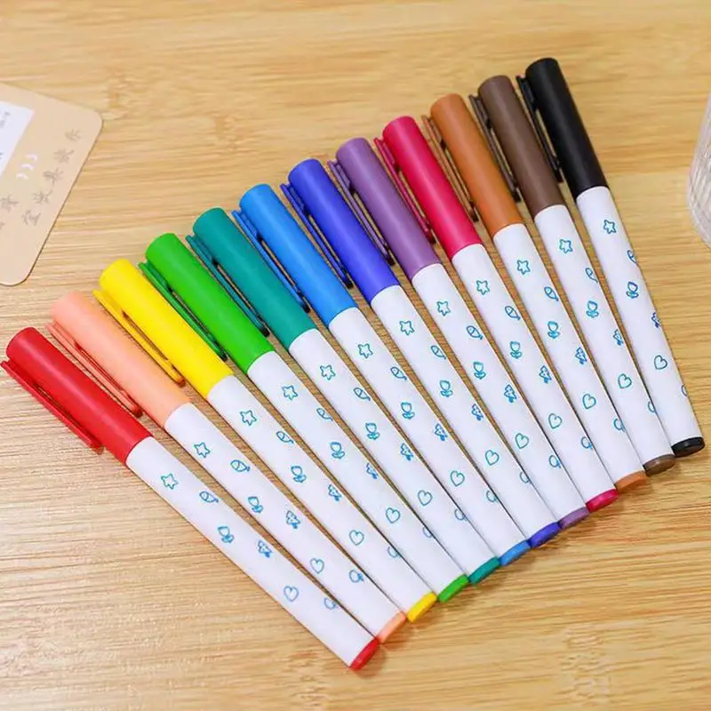 علامات السبورة المائية للأطفال ، علامات فرشاة الألوان المائية ، سريعة الجفاف ، غير مزعجة ، أقلام فنية مانعة للتسرب للسيراميك ، 12X