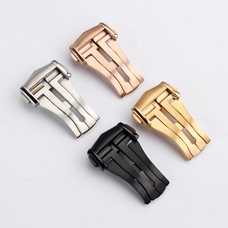 الفولاذ المقاوم للصدأ مشبك ساعة ل أوميغا نشر المشبك الجلود ساعة مطاطية الفرقة فراشة زر للطي مشبك 16 مللي متر 18 مللي متر 20 مللي متر #4