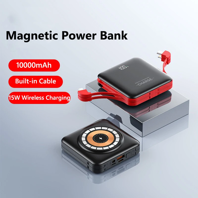 

Магнитное беспроводное зарядное устройство Power Bank 20000 мАч с кабелем Type-C для быстрой зарядки Magsafe Powerbank для iPhone 16 15 14 13 12 pro 8