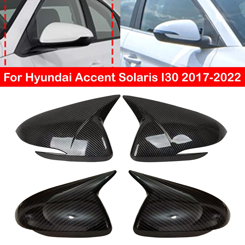 

For Hyundai Accent Solaris I30 2017-2022 Car Rearview Side Mirror Cover Sticker Wing Cap Exterior Door Case Trim Carbon Fiber