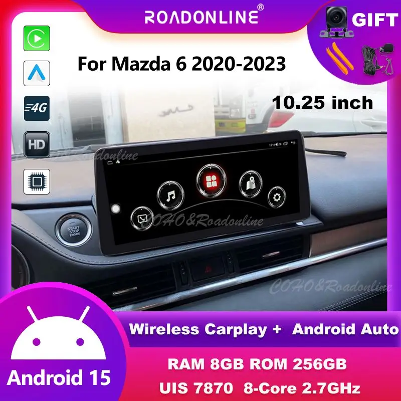 For Mazda 6 2020-2023 10.25'' Android 15 Octa Core 1920*720 8+256G Gps Autoradio Car Multimedia Player