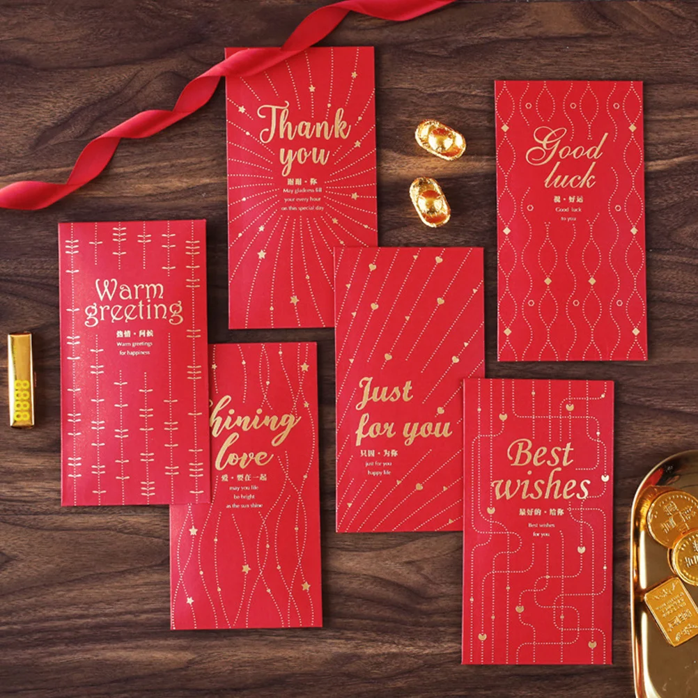 36Pcs Retro Red Pocket Money Envelopes Chinese Theme Gift Bags for Lunar New Year Celebration Holiday Surprise