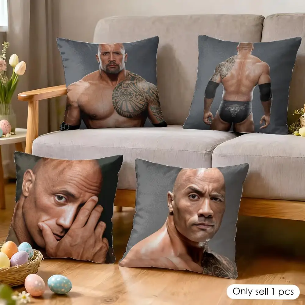 The R-Rock D-Dwayne Cushion Cover Silky Short Plush Invisible Zipper Dustproof Sofa Pillow Case for Home Decor