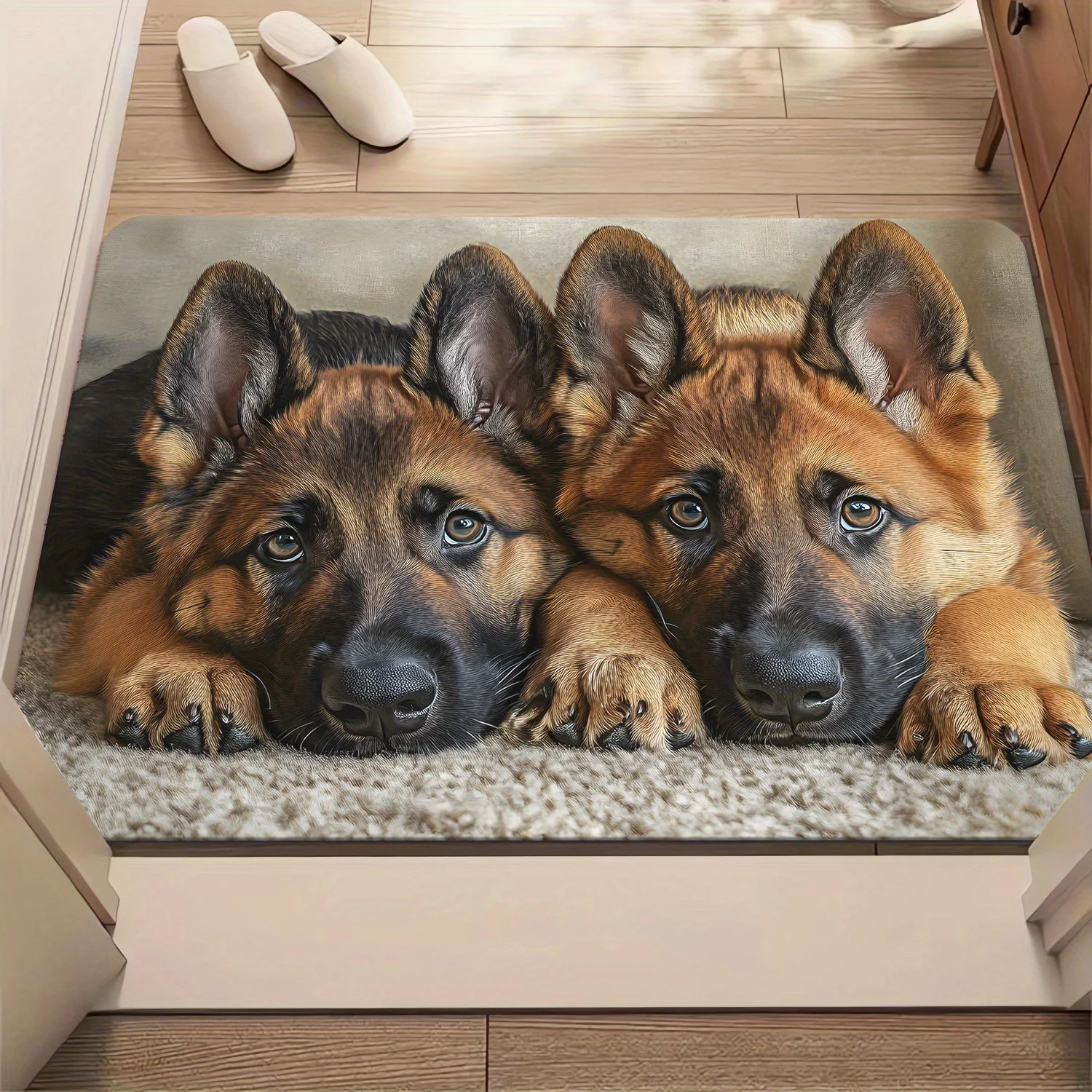 German Shepherd Dog Print Mat Waterproof Doormat Runner Rug for Entryway Pet Hallway Decor Polyester Gift