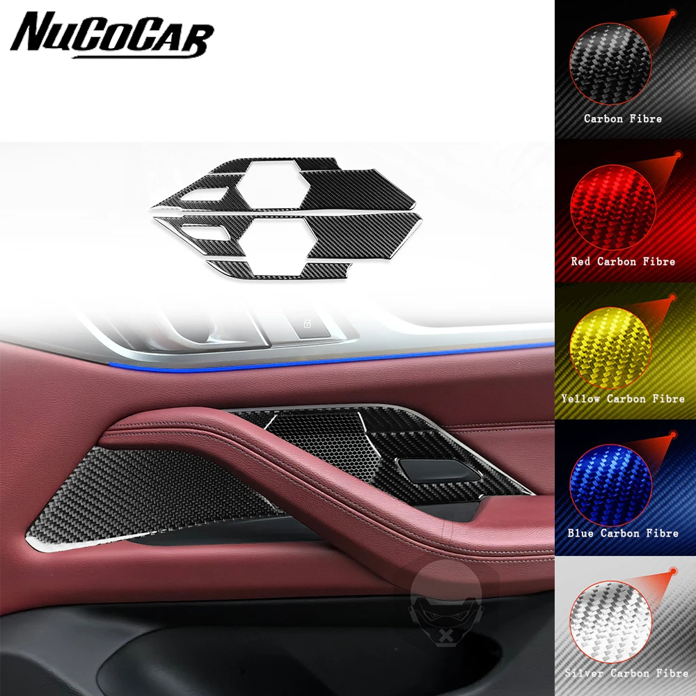 For BMW 4 Series M4 G26 2021-Up Carbon Fiber Front Door Audio Speaker Panel Cover Car Accessories Interior Decorative Stickers