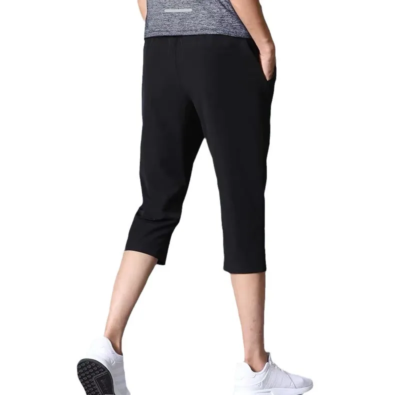 Men's Summer New Ice Silk Loose Fit Thin Running orts Casual Pants JIFANPAUL Brand mid Waist Seven Length Fabric Blend