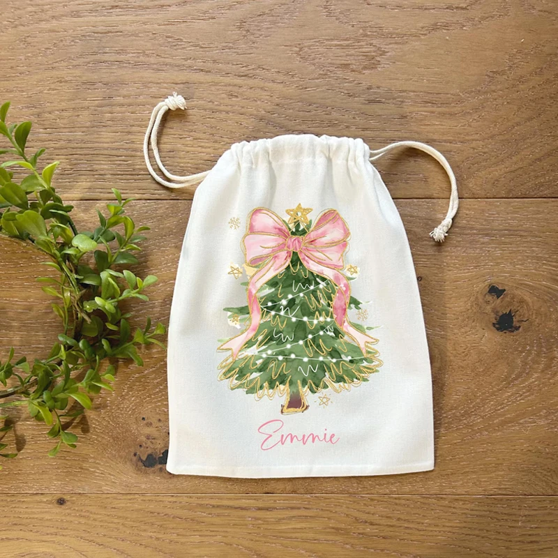 5 قطع شخصية الوردي القوس شجرة عيد الميلاد حزب صالح أكياس مخصصة عطلة شنطة هدايا مع اسم للأطفال عطلة حزب الملحقات