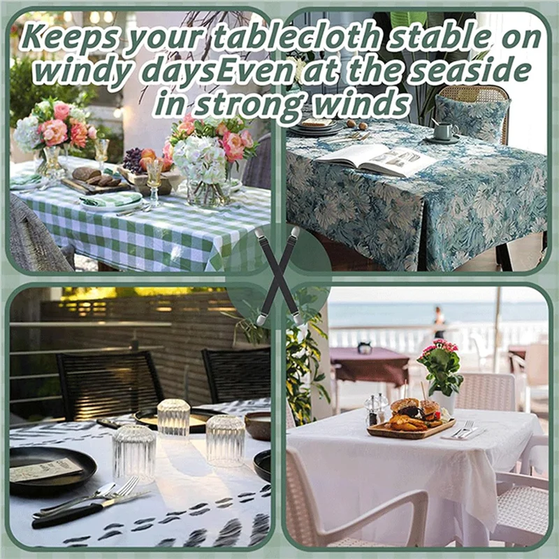 AB46-6Pcs Table Cloth Holder Clips Table Cloth Holder  Strap Invisible Table Clips Adjustable Table Cloth Holder