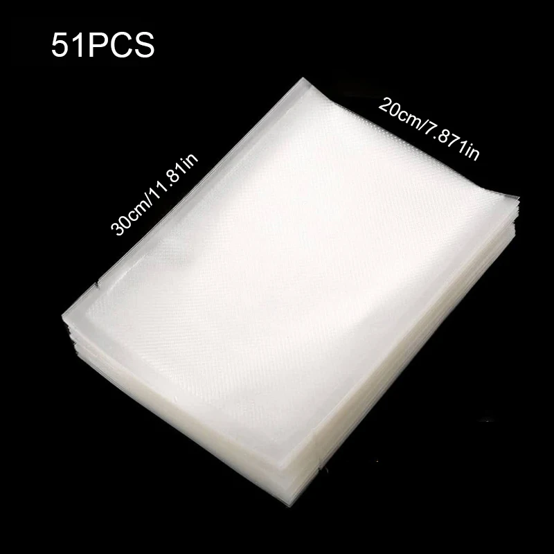 50 unidades/lote de bolsas de vacío sin BPA para alimentos, bolsas de almacenamiento al vacío para conservación de alimentos, bolsa selladora al vacío reutilizable