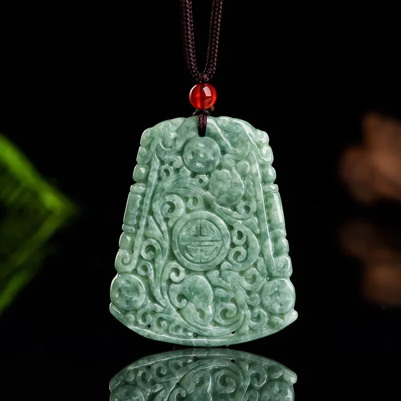 

Burmese Jade Dragon Pendant Man Jewelry Natural Gifts for Women Necklace Luxury Emerald Green Carved Chinese Jadeite