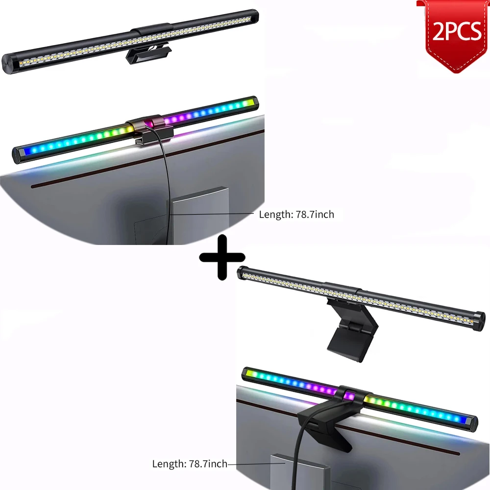 Wisciton LED-Monitor Licht leiste Computer Bildschirm Hängelampen RGB Atmosphäre Tisch lampe für Arbeits studie lesen Gaming Dimmen Beleuchtung 44cm 8