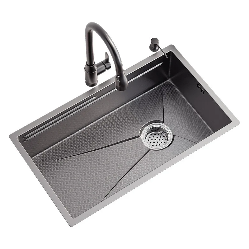 Kitchen 304 stainless steel vegetable basin single slot honeycomb embossing