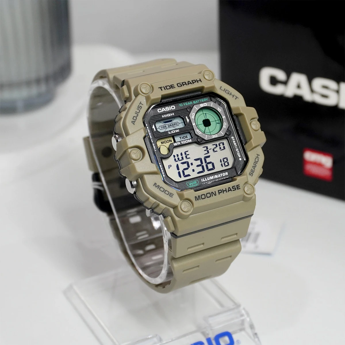 Casio impermeável esporte relógio para homens, relógio militar, marca superior, moda de luxo, WS-1700, bateria de 10 anos, 100m