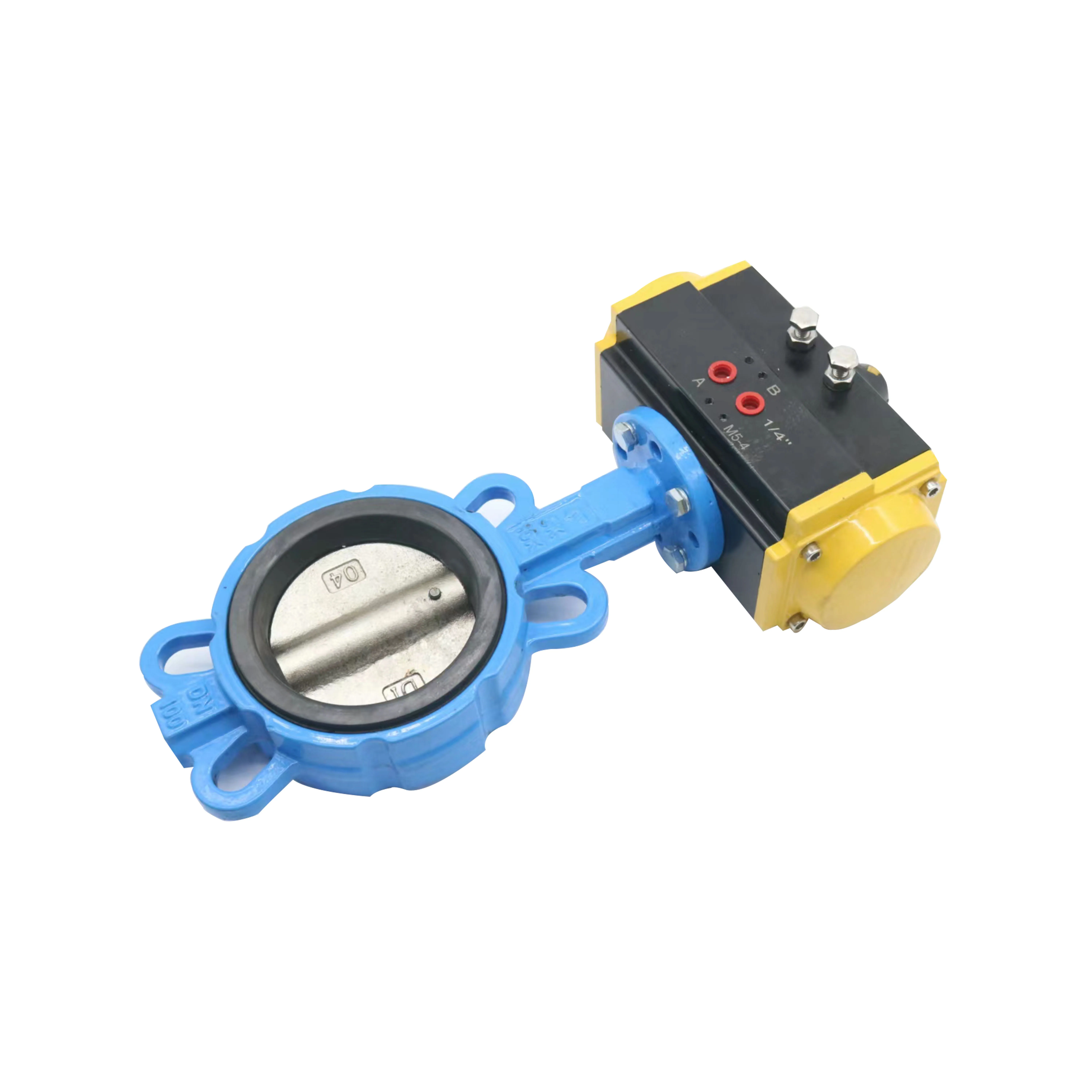 DN80 3 بوصة PN16 EPDM المطاط مقعد رقاقة نوع الحديد الزهر مزدوجة التمثيل هوائي المحرك فراشة صمام لمجفف الامتزاز