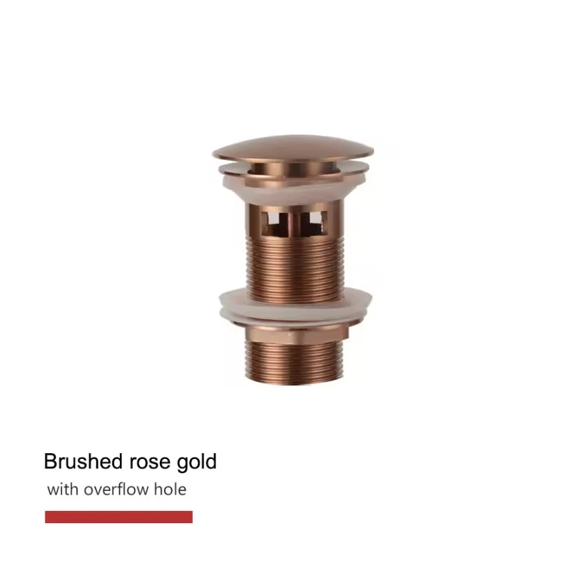 Badkamergootsteen Push Down Pop-up Stop Afvoer in geborsteld goud, mat zwart, wit, rosé goud, goud, chroom wastafelaccessoires