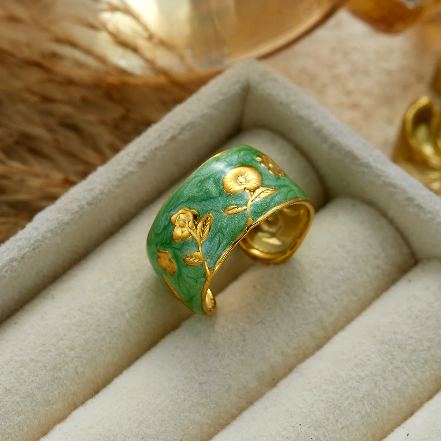 Women's Imitation Pearl Drop Enameled Open Ring