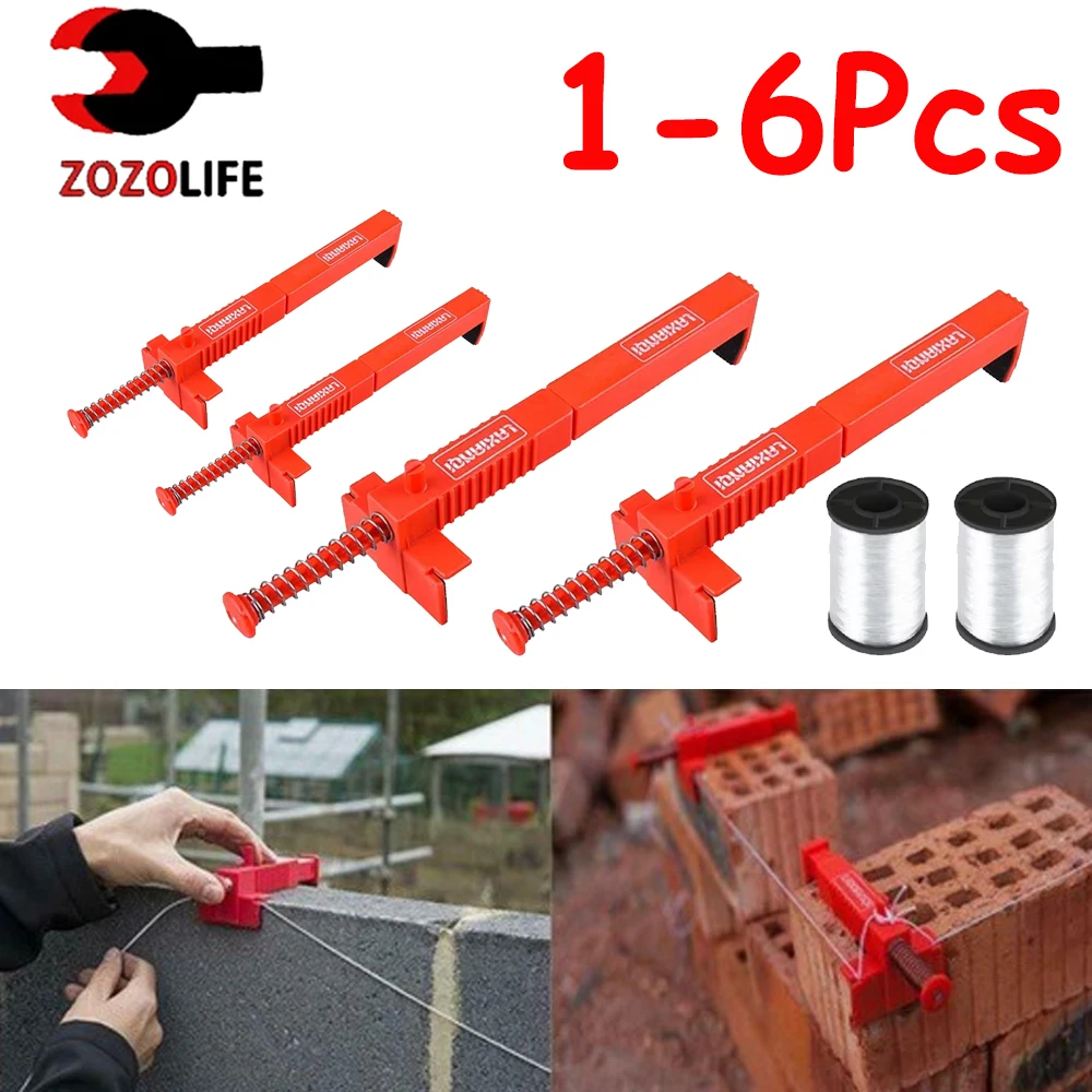 1-6Pc Professional Bricklaying Wire Drawer Brick Liner Wall Building Wire Frame Brick Liner Runner Engineering Construction Tool