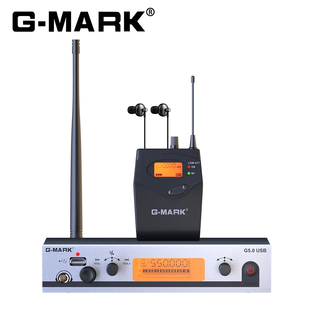 

Wireless In Ear Monitor System G-MARK G5.0USB Single Channel UHF Stage Return For Stage Band Performance Studio Monitoring