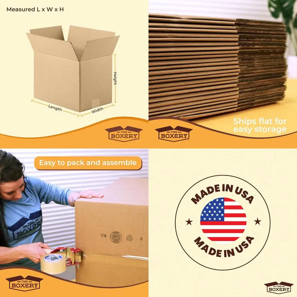 

18x14x12 Inches Brown Corrugated Cardboard Boxes, 25 Pack - Strong, Eco-Friendly, Recyclable, Made in USA for Shipping, Packing,