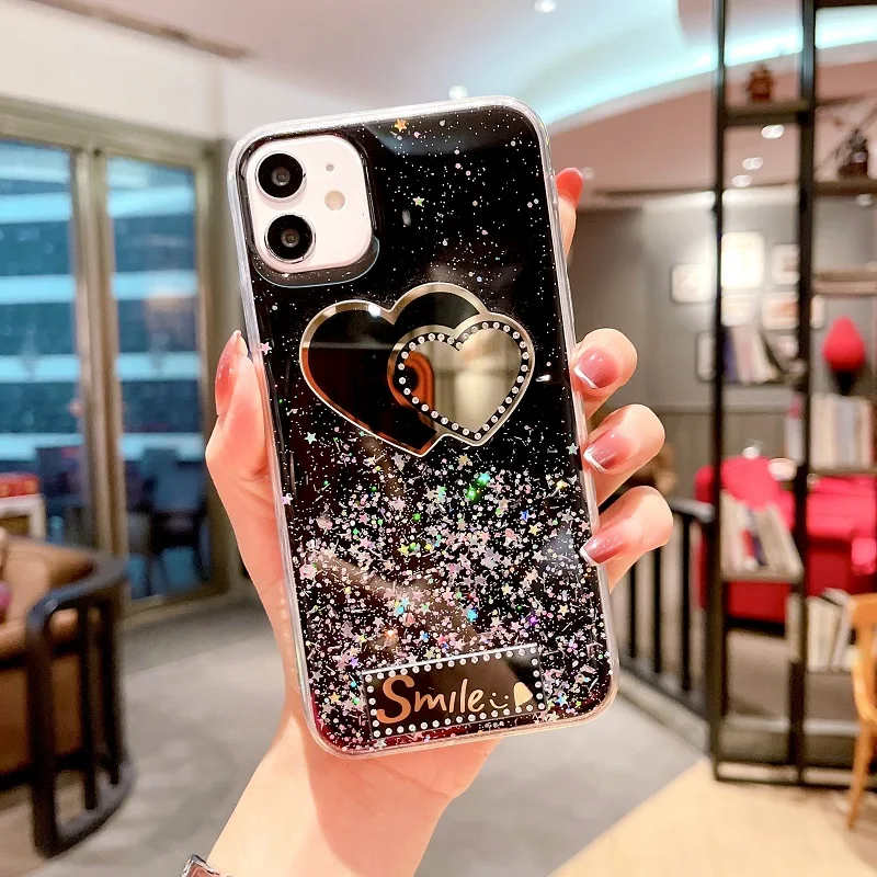 Luxury Glitter Transparent Phone Case For Xiaomi Redmi 13 12 Note 12R Poco M6 Pro Soft Shockproof Bumper Diamond Love Back Cover