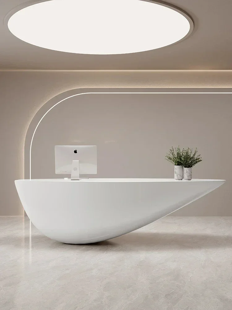 FRP Front Desk Cashier Desk Paint Reception Desk Special-Shaped Fashion Simple Modern Company Technology