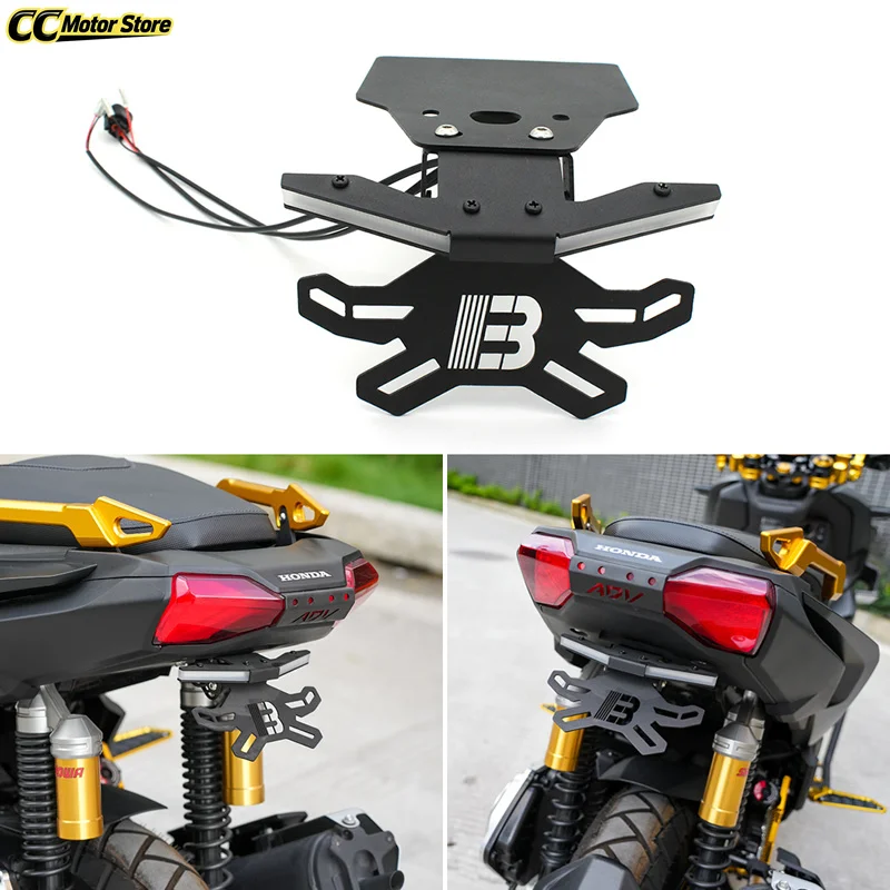 support-de-plaque-d'immatriculation-pliable-pour-moto-lumiere-pliable-pour-honda-adv-160-2022-2026
