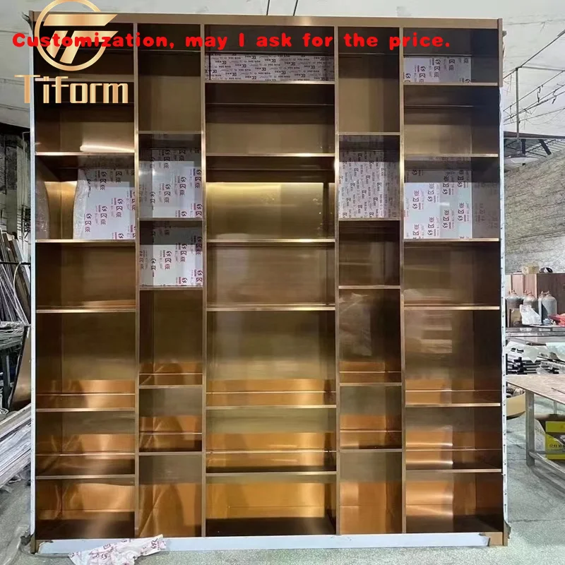 

Индивидуальные металлические украшения из нержавеющей стали, разделители для комнаты, перегородки, ширма, ниша, металлическая полка для вина