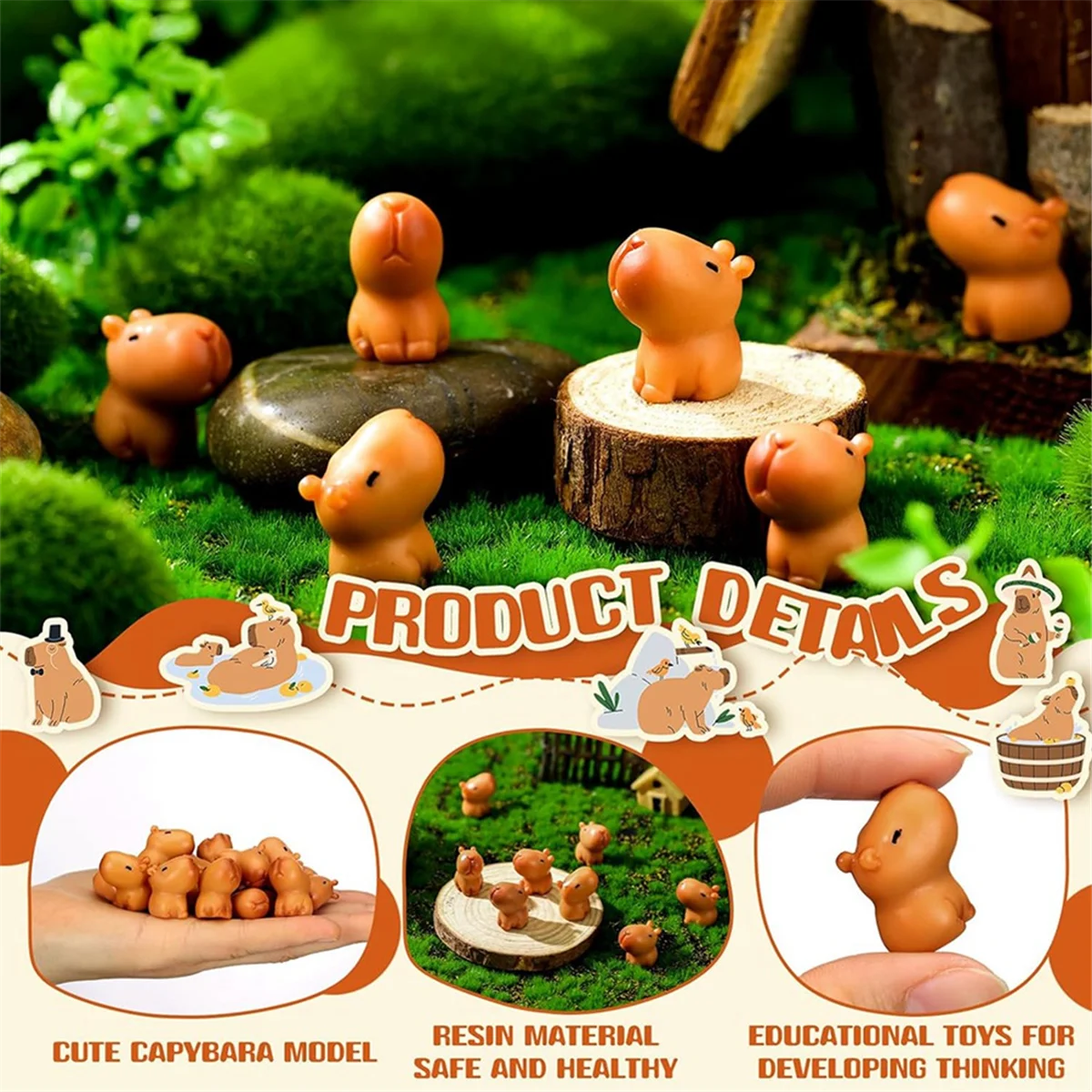 

Mini Capybara Resin Statue, Capybara Model Ornaments, Miniature Animals, Desktop Outdoor CAU30t OrnamentsJADD