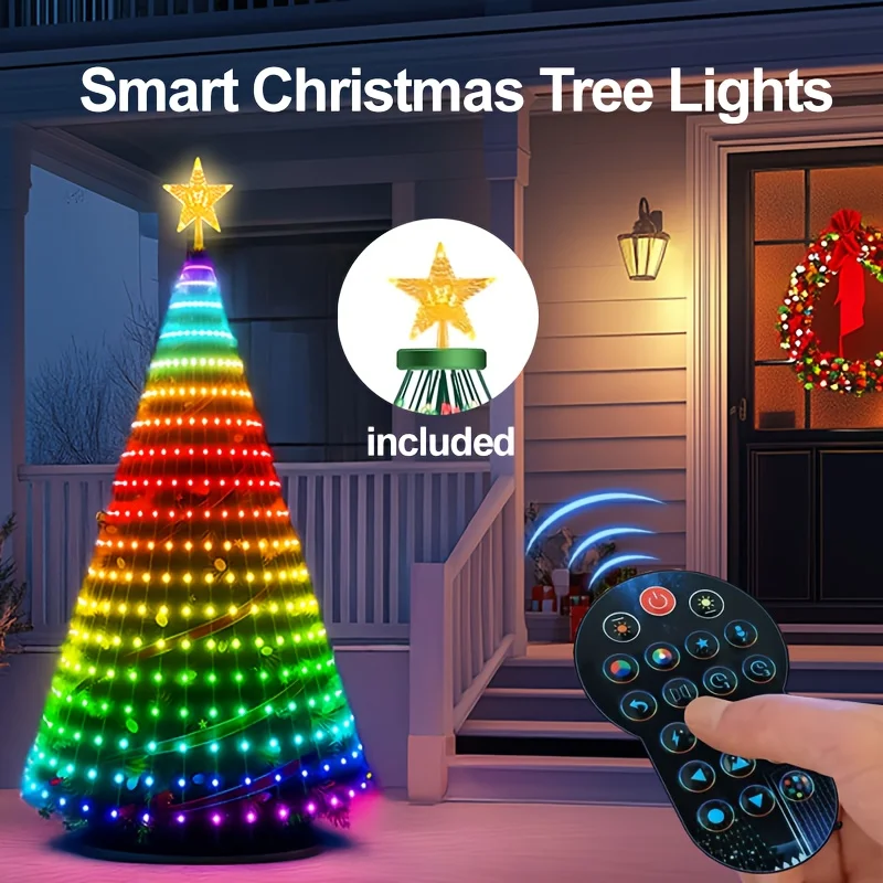 Smart WiFi APP Christmas Tree Light 400 LED Music Sync DIY Pattern App Remote Waterproof for Indoor Outdoor Christmas Decoration
