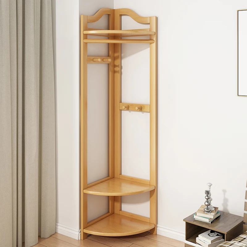 Corner Clothes Rack Stand Wooden Floor Multifunctional Coat Rack Living Room Storage Guarda Roupa Furniture Entrance Hall