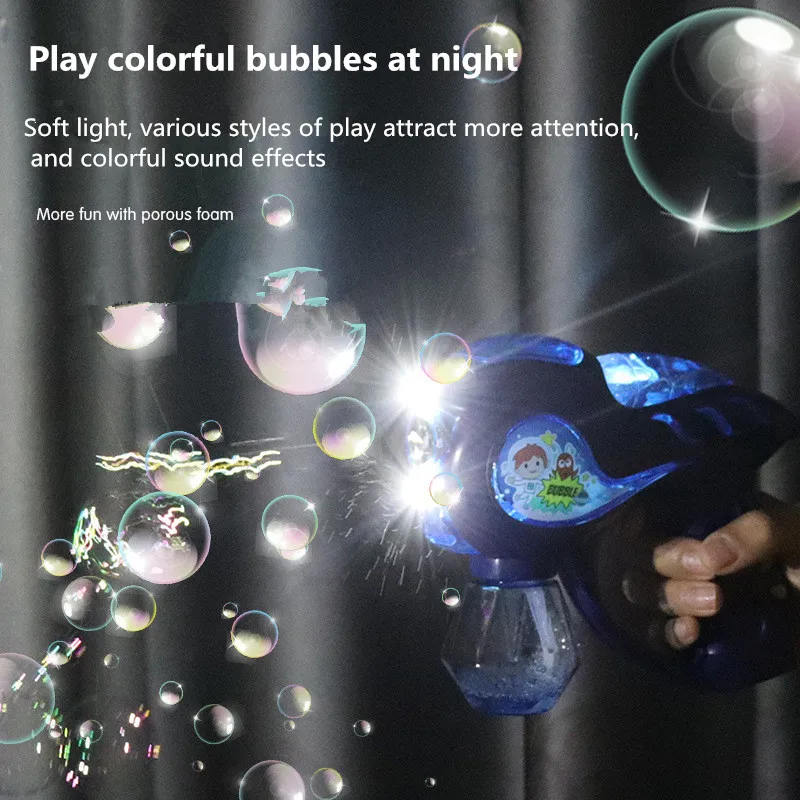 Electric Space Bubble Gun Com Música e Luz Kids Party Favor, Jogo Brinquedos Colorido Bubble Maker and Blower Kids Birthday Gift