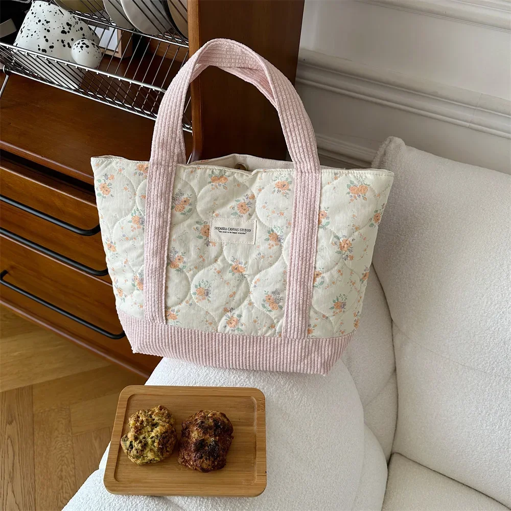 Sweet Floral Women's Bento Handbags Retro Patchwork Ladies Tote Shoulder Bags Retro Flower Female Storage Shopper Bag Purse