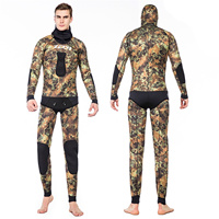 3.5MM Neoprene Camouflage Wetsuit 2 Pieces Separated Diving Suit Diving Hooded Jacket + Pants Spearfishing Thermal Swimsuit